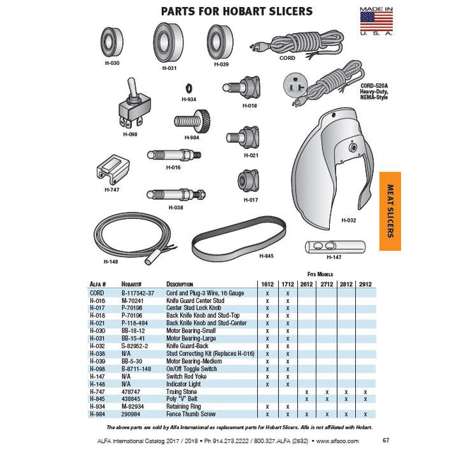 Fence Thumb Screw for Hobart Slicers OEM # 290984