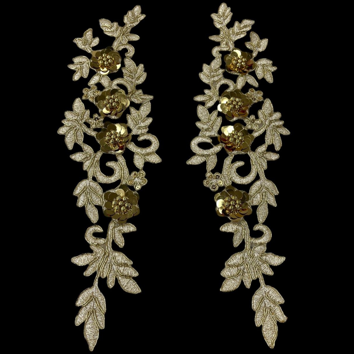 Beaded Corded Floral 3D Lace Applique