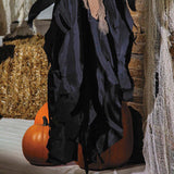 47 1/4 Inch Animated Hanging Pumpkin Man Black Cloak Halloween Decoration