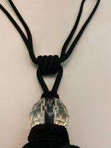 Black Crystal Tassel Curtain Tiebacks - Polyester Cotton Fabric, Black, Double-Corded, 31" Length (1 Piece)