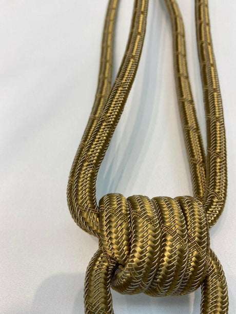 Gold Crystal Tassel Curtain Tiebacks - Polyester Cotton Fabric - Gold, Double-Corded, 31" Length (1 Piece)