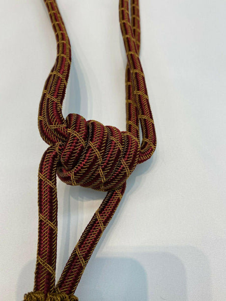 Red Gold Crystal Tassel Curtain Tiebacks - Polyester Cotton Curtain Fabric, Red And Gold, 31" Length (1 Piece)