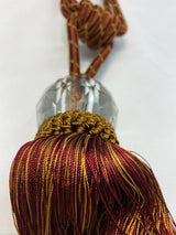 Red Gold Crystal Tassel Curtain Tiebacks - Polyester Cotton Curtain Fabric, Red And Gold, 31" Length (1 Piece)