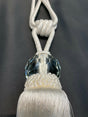 White Crystal Tassel Curtain Tiebacks Polyester Cotton Fabric - White, Double-Corded, 31" Length (1 Piece)