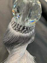 Silver Crystal Tassel Curtain Tiebacks Polyester Cotton Fabric - Silver, Double-Corded, 31" Length (1 Pair)