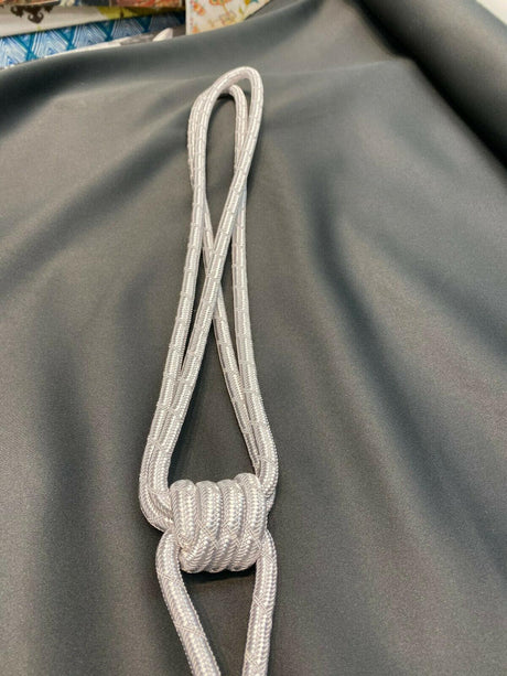 Silver Crystal Tassel Curtain Tiebacks Polyester Cotton Fabric - Silver, Double-Corded, 31" Length (1 Pair)
