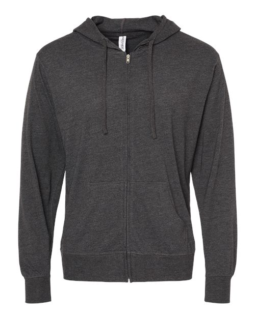 Unisex Lightweight Jersey Full-Zip Hooded T-Shirt