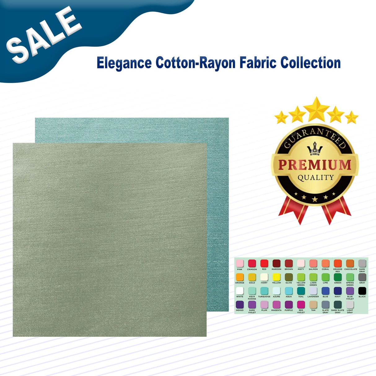 1 Yard Elegance Cotton-Rayon Fabric Collection Width 55"