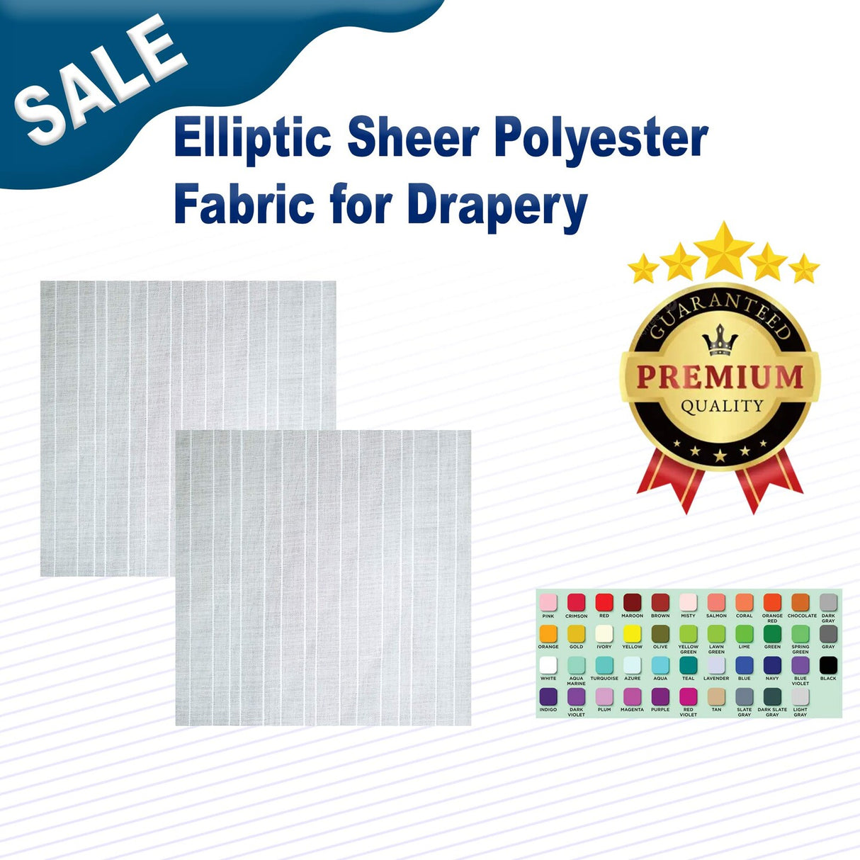 1 Yard Elliptic Sheer Polyester Fabric for Drapery