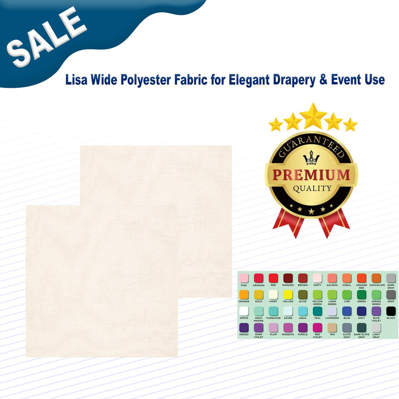 1 Yard Lisa Polyester Fabric for Elegant Drapery &amp; Event Use 112" Wide