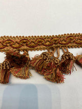 Adore Tassel Fringe Fabric - Red Rust Gold, 3.5" Vertical, 27 Yard Roll (1 Yard)