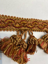 Adore Tassel Fringe Fabric - Red Rust Gold, 3.5" Vertical, 27 Yard Roll (1 Yard)
