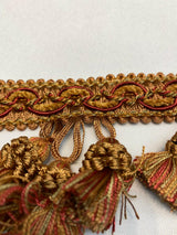 Adore Tassel Fringe Fabric - Red Rust Gold, 3.5" Vertical, 27 Yard Roll (1 Yard)
