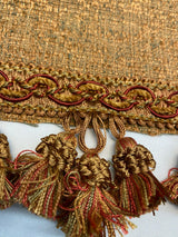 Adore Tassel Fringe Fabric - Red Rust Gold, 3.5" Vertical, 27 Yard Roll (1 Yard)