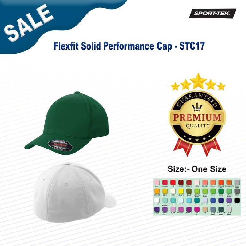 Sport-Tek Flexfit Solid Performance Cap with stretch-fit athletic comfort