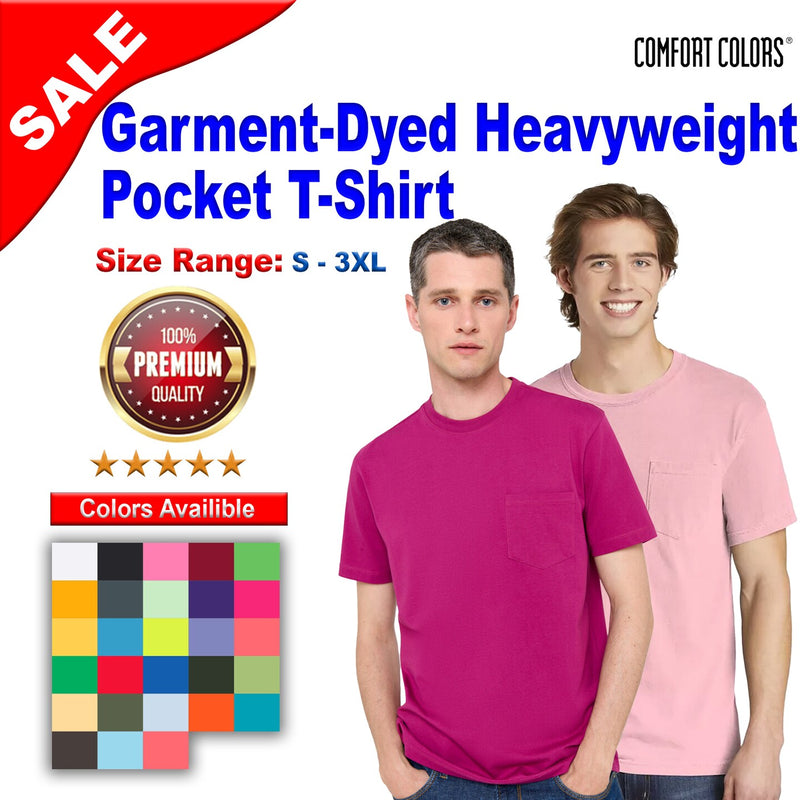 Comfort Colors® Garment-Dyed Heavyweight Crewneck Short Sleeve Pocket T-Shirt