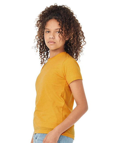 BELLA + CANVAS Slim Fit Youth Crewneck Short Sleeve Tee in Orange Triblend