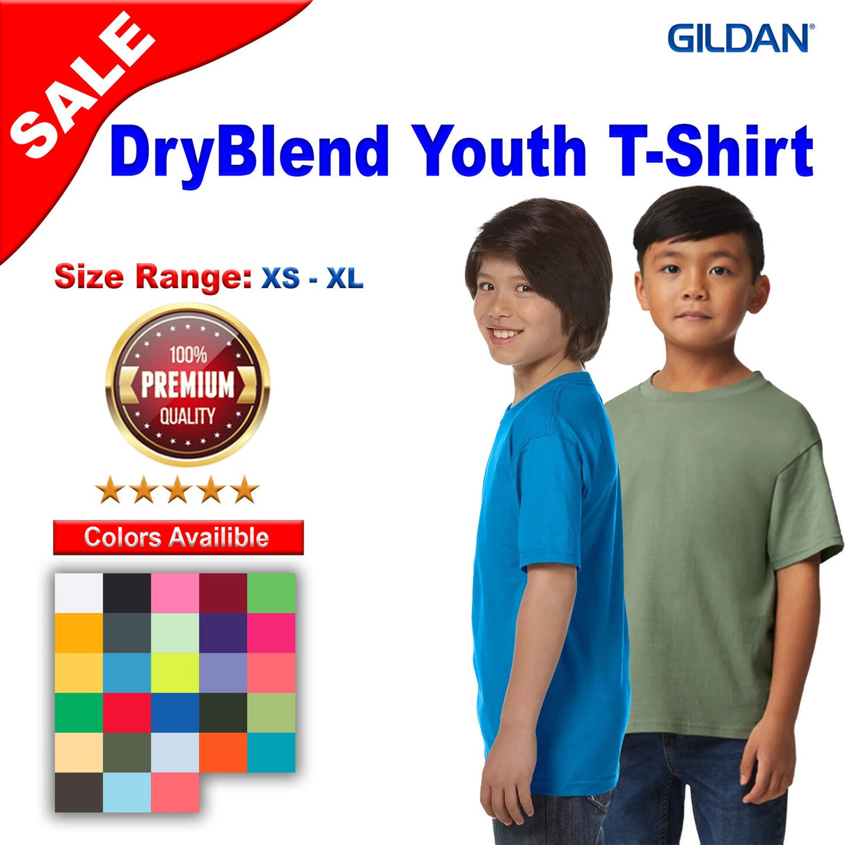 Gildan® DryBlend Youth Short Sleeve Crewneck T-Shirt