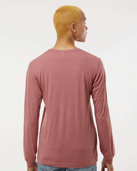 BELLA + CANVAS Unisex Triblend Long Sleeve Crewneck Tee in Brick Triblend