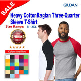 Gildan® Heavy Cotton Raglan Crewneck Three-Quarter Sleeve T-Shirt