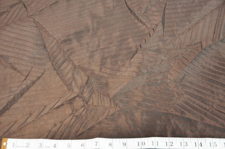 Bark Leaf Polyester Taffeta Fabric - Zig Zag Texture, 58/60" Width, Chocolate, Bronze Olive, Mint Green (Brownish Hue) (1 Yard)