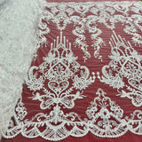 Beaded Embroidered Lace Mesh Fabric