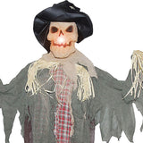 Hanging Scarecrow Light Up Head Halloween Decoration 72 x 55 x 8"