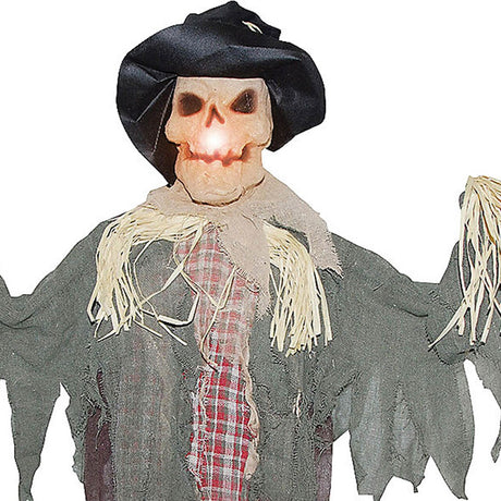 Hanging Scarecrow Light Up Head Halloween Decoration 72 x 55 x 8"