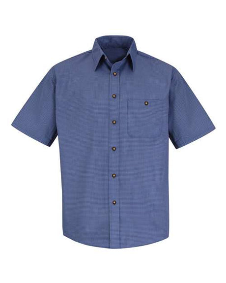 Red Kap Men's Mini-Plaid Uniform Short Sleeve Shirt