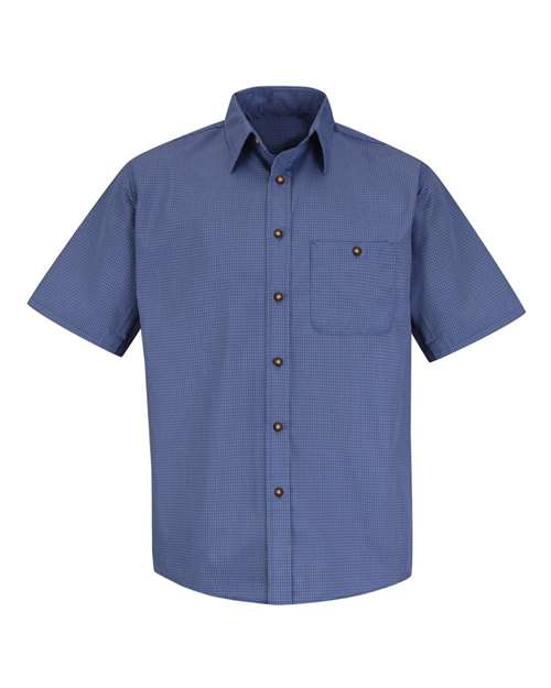 Red Kap Men's Mini-Plaid Uniform Short Sleeve Shirt