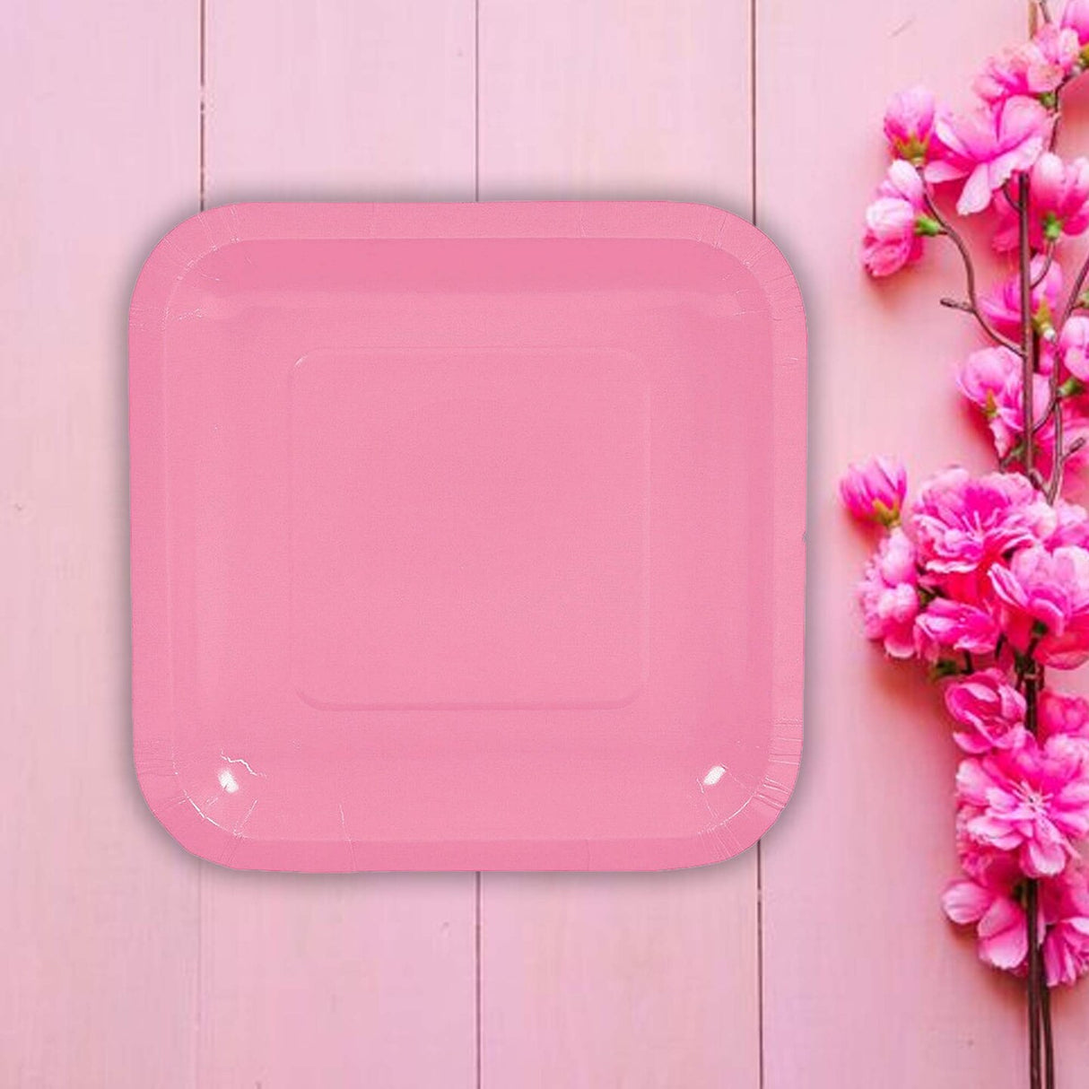 24 Count Pink Square Paper Dessert Plates 7"