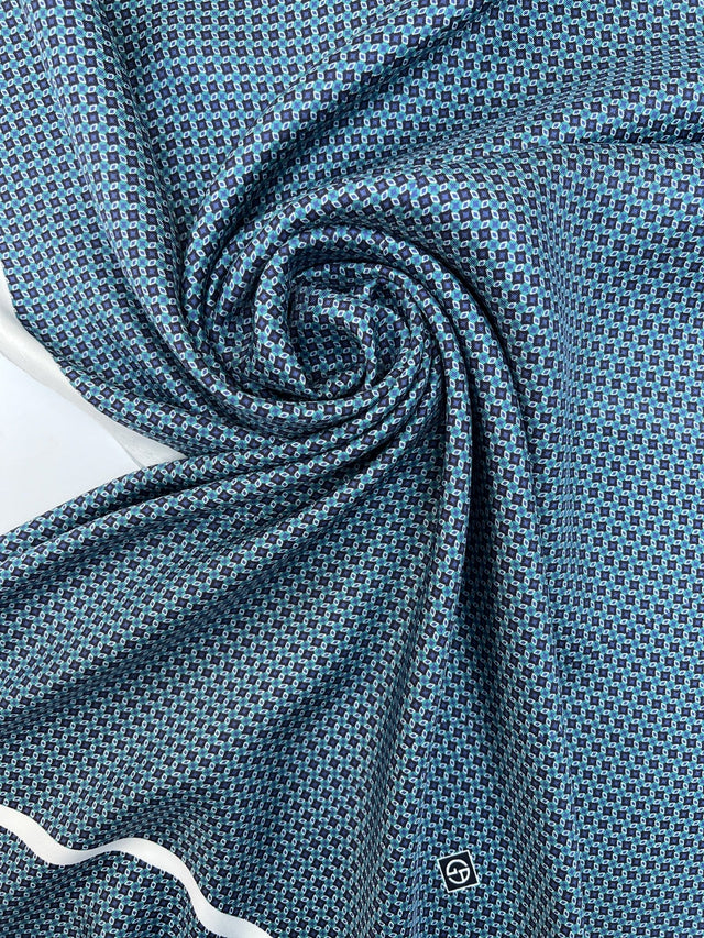 Silk Twill Printed Shades Of Blue