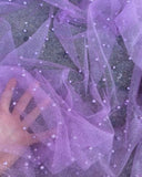 Stretch Lilac Pearl Beaded Tulle