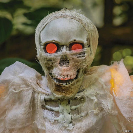 34 3/4-Inch Standing Light-Up Skeleton Mummy Halloween Decoration with Brown and White Wrappings