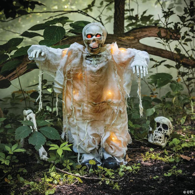 34 3/4" Standing Light-Up Skeleton Mummy Halloween Decoration