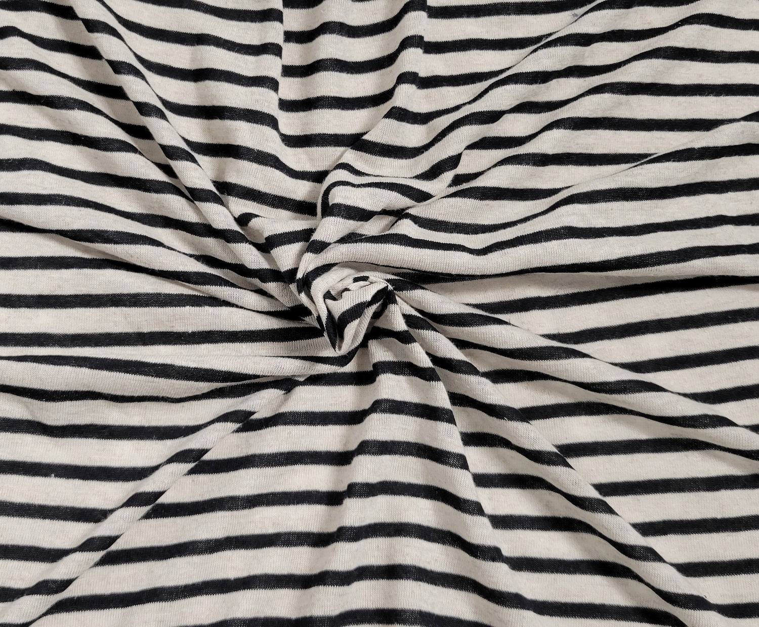 Linen Jersey Knit Black Natural Stripe