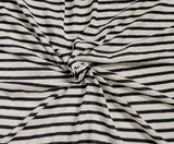 Linen Jersey Knit Black Natural Stripe