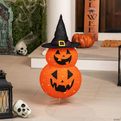 34-Inch Pop-Up Jack-O-Lanterns with Witch's Hat Outdoor Halloween Decoration