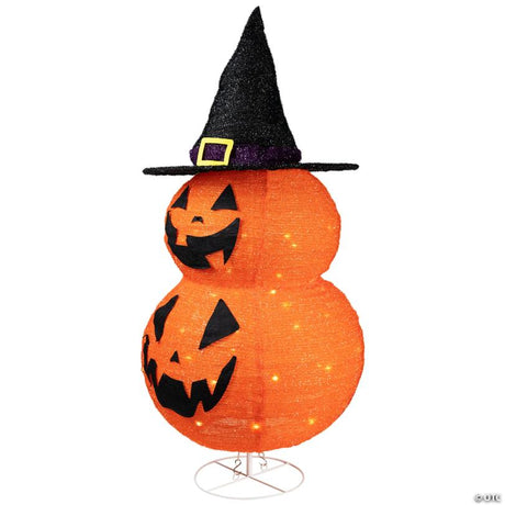 34-Inch Pop-Up Jack-O-Lanterns with Witch's Hat Outdoor Halloween Decoration