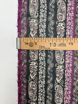Printed Black Purple Lurex Chiffon