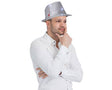 Silver sequined fedora hat with flashing lights