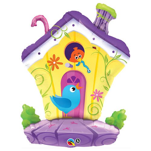 Foil Balloon Bird House Decorated 35 Inch