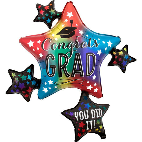 Graduation Foil Balloon 35 Inch Colorful Grad Cluster
