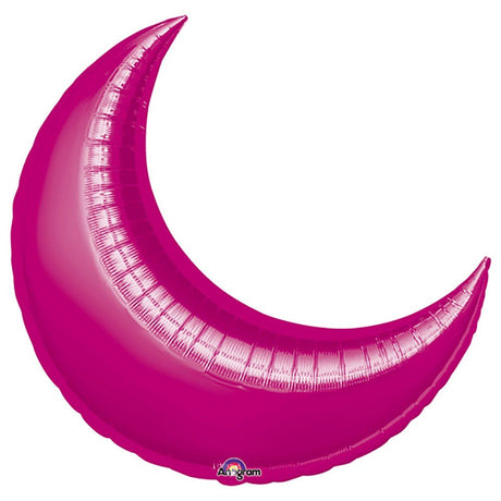 Foil Balloon Crescent Moon Fuchsia 3 Pack