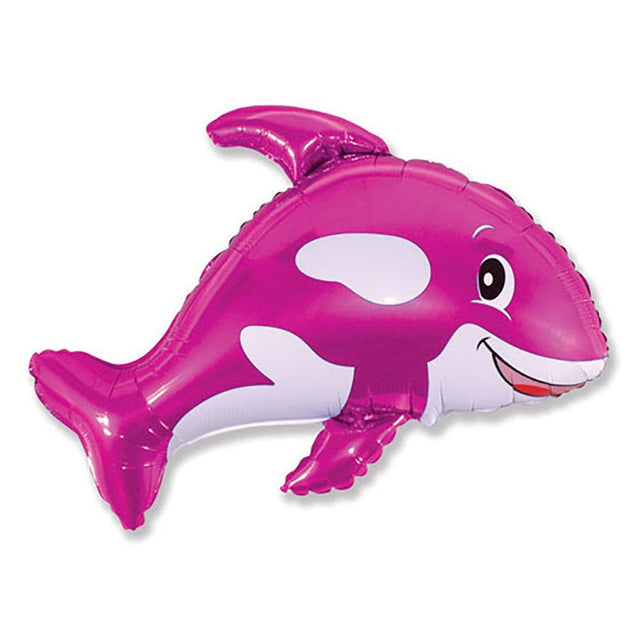 Foil Balloon Friendly Whale Fuchsia 35 Inch