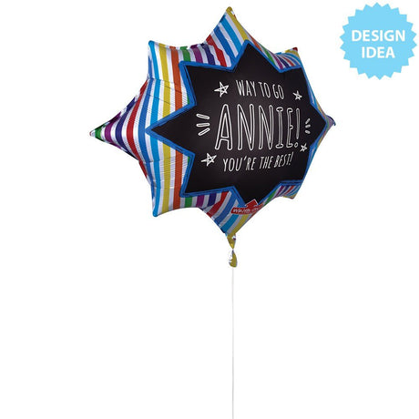 Foil Balloon 35 Inch Multi-Stripe Burst Black Board