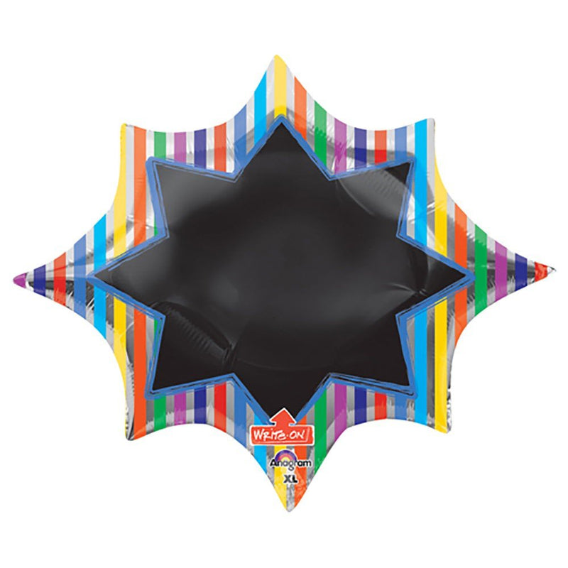 Foil Balloon 35 Inch Multi-Stripe Burst Black Board