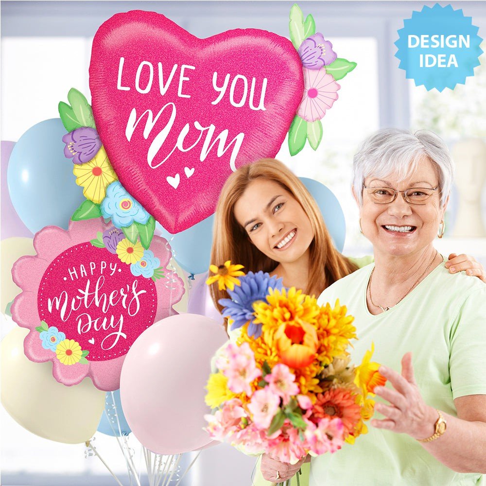 Foil Balloon Pastel Floral Mom 35 Inch