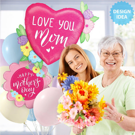 Foil Balloon Pastel Floral Mom 35 Inch