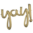 Foil Balloon Script Phrase Yay White Gold